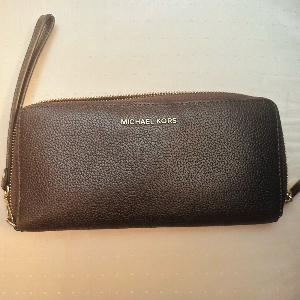 Michael Kors Dark Brown Leather Wristlet
